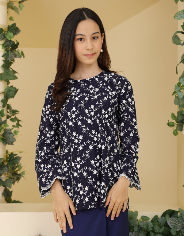 KIDS BAJU KURUNG KEDAH DELLA (NAVY BLUE)